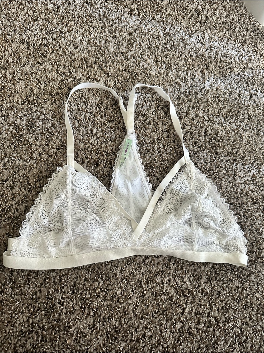 white lacy bralette